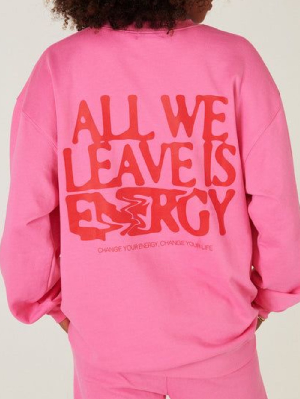 Mayfair Group all we leave is energy crewneck oversized hot pink red size M/L